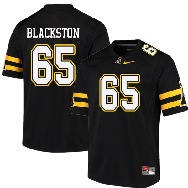 Men #65 Gage Blackston Appalachian State Mountaineers College Football Jerseys Sale-Black